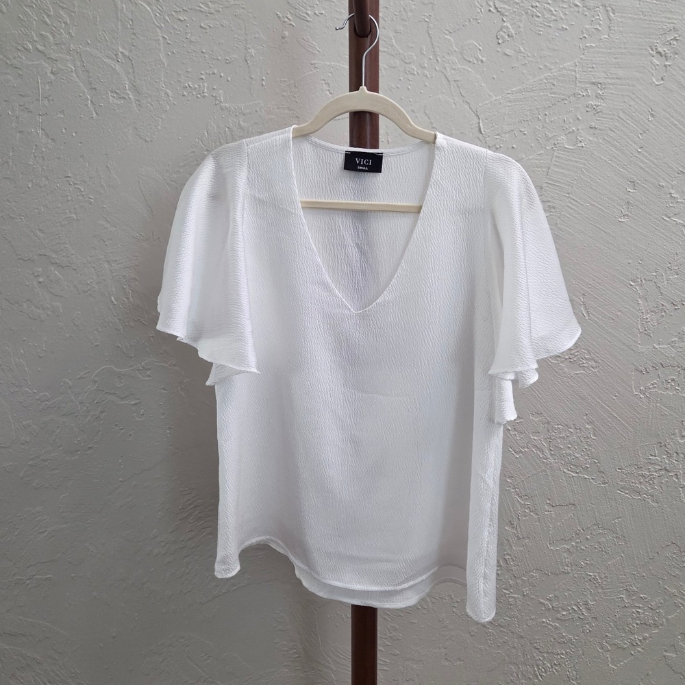 T212. Flutter Sleeve V-Neck Blouse